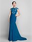 cheap Special Occasion Dresses-Sheath / Column Chinese Style Holiday Cocktail Party Formal Evening Dress Illusion Neck Sleeveless Sweep / Brush Train Chiffon with Ruched Side Draping 2022