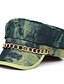 cheap Men&#039;s Hats-Oyear Navy Style Metal Chain Denim Olive Flat Cap