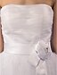 olcso Menyasszonyi ruhák-Szűk szabású Pánt nélküli Rövid / mini Tüll Made-to-measure esküvői ruhák val vel Pántlika / szalag / Ráncolt / Virág által LAN TING BRIDE® / Kis fehér szoknyák