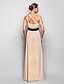 billiga Klänningar för speciella tillfällen-Sheath / Column One Shoulder Floor Length Chiffon Dress with Side Draping / Criss Cross by TS Couture®