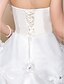 voordelige Trouwjurken-Baljurk Strapless Tot de grond Organza Aangepaste trouwjurken met Kralen Appliqués Pick-up rok Bloem door LAN TING BRIDE®