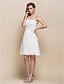 cheap Bridesmaid Dresses-A-Line / Princess Strapless / Sweetheart Neckline Knee Length Chiffon Bridesmaid Dress with Beading / Side Draping / Ruched by LAN TING BRIDE®