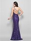 cheap Special Occasion Dresses-Mermaid / Trumpet Beautiful Back Beaded &amp; Sequin Prom Formal Evening Military Ball Dress One Shoulder Sleeveless Sweep / Brush Train Sequined Jersey with Crystals Sequin 2020