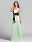 cheap Bridesmaid Dresses-A-Line One Shoulder Floor Length Satin Bridesmaid Dress with Crystal Brooch / Ruched by LAN TING BRIDE®