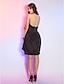 cheap Special Occasion Dresses-A-Line / Fit &amp; Flare Halter Neck Knee Length Satin Little Black Dress Cocktail Party Dress with Criss Cross by TS Couture®