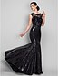 cheap Special Occasion Dresses-Mermaid / Trumpet Beautiful Back Dress Formal Evening Sweep / Brush Train Sleeveless Illusion Neck Tulle with Sequin Appliques 2022 / Sparkle &amp; Shine