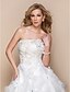 cheap Wedding Dresses-Ball Gown Strapless Floor Length Organza Custom Wedding Dresses with Beading Appliques Pick Up Skirt Flower by LAN TING BRIDE®