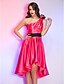 cheap Cocktail Dresses-TS Couture® Cocktail Party / Homecoming / Holiday Dress - 1950s Plus Size / Petite A-line One Shoulder Asymmetrical Satin withAppliques / Flower(s) /
