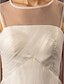 billiga Brudklänningar-A-linje Scoop Neck Golvlång Tyll Bröllopsklänningar tillverkade med Korsvis av LAN TING BRIDE® / Genomskinliga