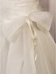 billiga Brudklänningar-Balklänning Off shoulder Hovsläp Organza / Tyll Bröllopsklänningar tillverkade med Rosett / Veckad av LAN TING BRIDE® / Klocka / Genomskinliga