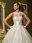 cheap Wedding Dresses-A-Line Wedding Dresses High Neck Ankle Length Lace Over Tulle Regular Straps Vintage Little White Dress Illusion Detail with Sash / Ribbon Ruched Appliques 2022