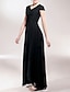 cheap Mother of the Bride Dresses-Sheath / Column V Neck Asymmetrical Chiffon Short Sleeve Little Black Dress Mother of the Bride Dress with Ruched / Beading / Appliques Mother&#039;s Day 2020