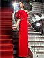 cheap Evening Dresses-Sheath / Column Elegant Dress Formal Evening Floor Length Short Sleeve One Shoulder Jersey with Side Draping 2022