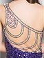 cheap Special Occasion Dresses-Mermaid / Trumpet Beautiful Back Beaded &amp; Sequin Prom Formal Evening Military Ball Dress One Shoulder Sleeveless Sweep / Brush Train Sequined Jersey with Crystals Sequin 2020