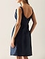 זול שמלות שושבינה-מעטפת \ עמוד סקופ צוואר באורך  הברך טפטה שמלה לשושבינה  עם תד נשפך / פרח / כיס