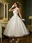זול שמלות כלה-גזרת A שמלות חתונה צווארון גבוה באורך הקרסול תחרה מעל טול רצועות רגילות וינטאג&#039; שמלות לבנות קטנות פרטי האשליה עם סרט אסוף אפליקציות 2022