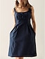 cheap Bridesmaid Dresses-Sheath / Column Scoop Neck Knee Length Taffeta Bridesmaid Dress with Draping / Flower / Pocket