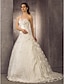 cheap Wedding Dresses-A-Line Wedding Dresses One Shoulder Sweep / Brush Train Lace Satin Spaghetti Strap Glamorous Sparkle &amp; Shine with Beading Appliques 2020