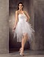 cheap Wedding Dresses-Sheath / Column Strapless Short / Mini Tulle Made-To-Measure Wedding Dresses with Sash / Ribbon / Ruched / Flower by LAN TING BRIDE® / Little White Dress