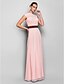 cheap Special Occasion Dresses-A-Line Elegant Pastel Colors Prom Formal Evening Military Ball Dress Illusion Neck Sleeveless Floor Length Georgette with Sash / Ribbon Side Draping 2021