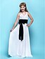 cheap Junior Bridesmaid Dresses-Sheath / Column V Neck Floor Length Chiffon Junior Bridesmaid Dress with Sash / Ribbon / Criss Cross / Ruched / Empire