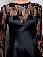 abordables Robes d&#039;Occasions Spéciales-Robe robe ceremonie Fourreau / Colonne Transparent Longueur Sol Cou d&#039;illusion manche longue Dentelle Avec Avant Fendu