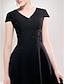 cheap Mother of the Bride Dresses-Sheath / Column V Neck Asymmetrical Chiffon Short Sleeve Little Black Dress Mother of the Bride Dress with Ruched / Beading / Appliques Mother&#039;s Day 2020