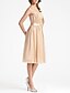 cheap Bridesmaid Dresses-Sheath / Column One Shoulder Knee Length Chiffon Bridesmaid Dress with Sash / Ribbon / Ruffles / Draping
