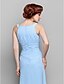 cheap Mother of the Bride Dresses-Sheath / Column Straps Tea Length Chiffon Mother of the Bride Dress with Draping / Ruched by LAN TING BRIDE®