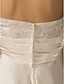 billige Brudekjoler-A-linje Stropløs Te-længde Blondelukning / Satin Made-To-Measure Brudekjoler med Perlearbejde / Bælte / bånd ved LAN TING BRIDE®