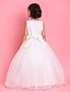 cheap Cufflinks-A-Line Ankle Length Flower Girl Dress - Satin Tulle Sleeveless Jewel Neck with Bow(s) Lace Sash / Ribbon Pleats Ruffles by