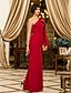 abordables Robes d&#039;Occasions Spéciales-Sheath / Column Elegant Dress Wedding Guest Floor Length Long Sleeve One Shoulder Chiffon with Draping 2022