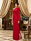 levne Šaty pro slavnostní příležitosti-Pouzdrové Elegantní Šaty Svatební host Na zem Dlouhý rukáv Jedno rameno Šifón s Nabírání 2022
