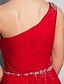 billige Aftenkjoler-skede/søjle minimalistisk kjole gallakjole gulvlængde ærmeløs en skulder chiffon med rynkede perler/højtidelig aften