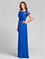 ieftine Rochii de Domnișoare de Onoare-A-Line Square Neck Floor Length Chiffon Bridesmaid Dress with Beading / Lace / Ruched by LAN TING BRIDE® / See Through