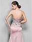 Χαμηλού Κόστους Φορέματα Χορού Αποφοίτησης-Τρομπέτα / Γοργόνα Χάντρες &amp; πούλιες Φόρεμα Αργίες Κοκτέιλ Πάρτι Ουρά Αμάνικο Καρδιά Ελαστικό Σατέν με Κρυστάλλινη λεπτομέρεια 2023