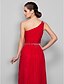 cheap Evening Dresses-Sheath / Column Minimalist Dress Prom Floor Length Sleeveless One Shoulder Chiffon with Ruched Beading  / Formal Evening