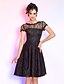 cheap Special Occasion Dresses-A-Line / Fit &amp; Flare Illusion Neck Knee Length Lace Dress with Buttons / Draping by TS Couture®