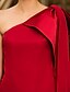 abordables Robes d&#039;Occasions Spéciales-Robe Invité de mariage Fourreau / Colonne Elégant Longueur Sol Une Epaule Manches Longues Mousseline de soie Avec Drapée 2022