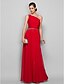 cheap Evening Dresses-Sheath / Column Minimalist Dress Prom Floor Length Sleeveless One Shoulder Chiffon with Ruched Beading  / Formal Evening