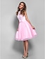 cheap Cocktail Dresses-Ball Gown Plus Size Dress Holiday Knee Length Sleeveless Bateau Neck Tulle with Bow(s) 2022 / Cocktail Party / Prom
