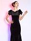 cheap Special Occasion Dresses-Mermaid / Trumpet Queen Anne Tea Length Velvet Dress with Pleats by TS Couture®