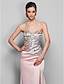 cheap Prom Dresses-Mermaid / Trumpet Beaded &amp; Sequin Dress Holiday Cocktail Party Sweep / Brush Train Sleeveless Sweetheart Stretch Satin with Crystals 2023