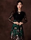 levne Dámské šaty-Duolabana volný čas s dlouhým rukávem Lace Dress Slim (černé)