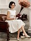 cheap Wedding Dresses-A-Line Wedding Dresses Bateau Neck Knee Length Satin Cap Sleeve Vintage Little White Dress Sparkle &amp; Shine with Beading 2020