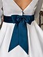 זול שמלות כלה-אולם שמלות חתונה גזרת A בטו צוואר שרוול 4\3 באורך  הברך סאטן שמלות כלה עם סרט כפתור 2024