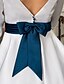 cheap Wedding Dresses-Hall Wedding Dresses A-Line Bateau Neck 3/4 Length Sleeve Knee Length Satin Bridal Gowns With Sash / Ribbon Button 2024