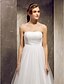 cheap Wedding Dresses-A-Line Strapless Floor Length Tulle Made-To-Measure Wedding Dresses with Bowknot / Beading / Sash / Ribbon by LAN TING BRIDE®