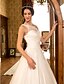 cheap Wedding Dresses-Ball Gown One Shoulder Sweep / Brush Train Lace / Tulle Regular Straps Country Illusion Detail Made-To-Measure Wedding Dresses with Beading / Appliques / Sash / Ribbon 2020