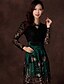 levne Dámské šaty-Duolabana volný čas s dlouhým rukávem Lace Dress Slim (černé)